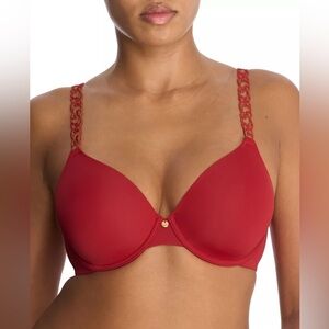 Natori Women’s Pure Luxe Custom Coverage Contour Underwire Bra Red Lace 36C sexy